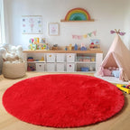 ONASAR Red Round Area Rug 4ft, Soft Bedroom Circle Rugs Floor Mat - Image 5