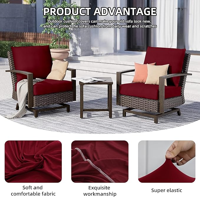 8Pcs Outdoor Cushion Covers, Patio Cushion Covers, Stretch Elastic Slipcovers - Image 3