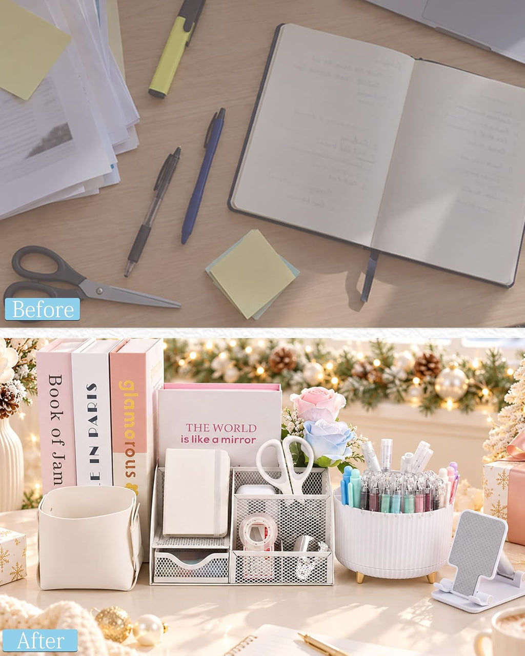 White Desk Accessories 21-Piece Office Supplies Gift Set