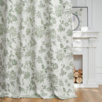 jinchan Green Floral Blackout Curtains 96 Inch Vintage Back Tab 2 Panels