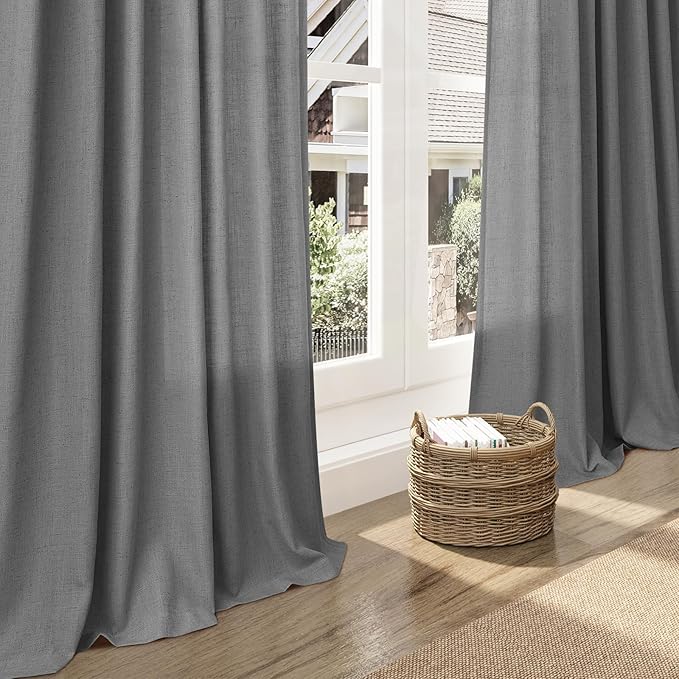 Dark Grey Linen Curtains 84 Inches Long - Image 6