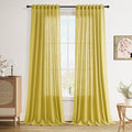 Nanspring Celery Yellow Linen Curtains 90 Inches Long 2 Panel Set Back Tab Rod by Nanspring
