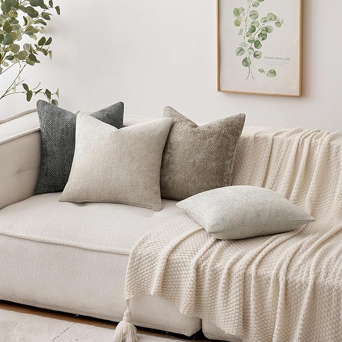 MIULEE Pack of 2 Couch Throw Pillow Covers 16x16 Inch Dark Gray Modern Boho - Image 3