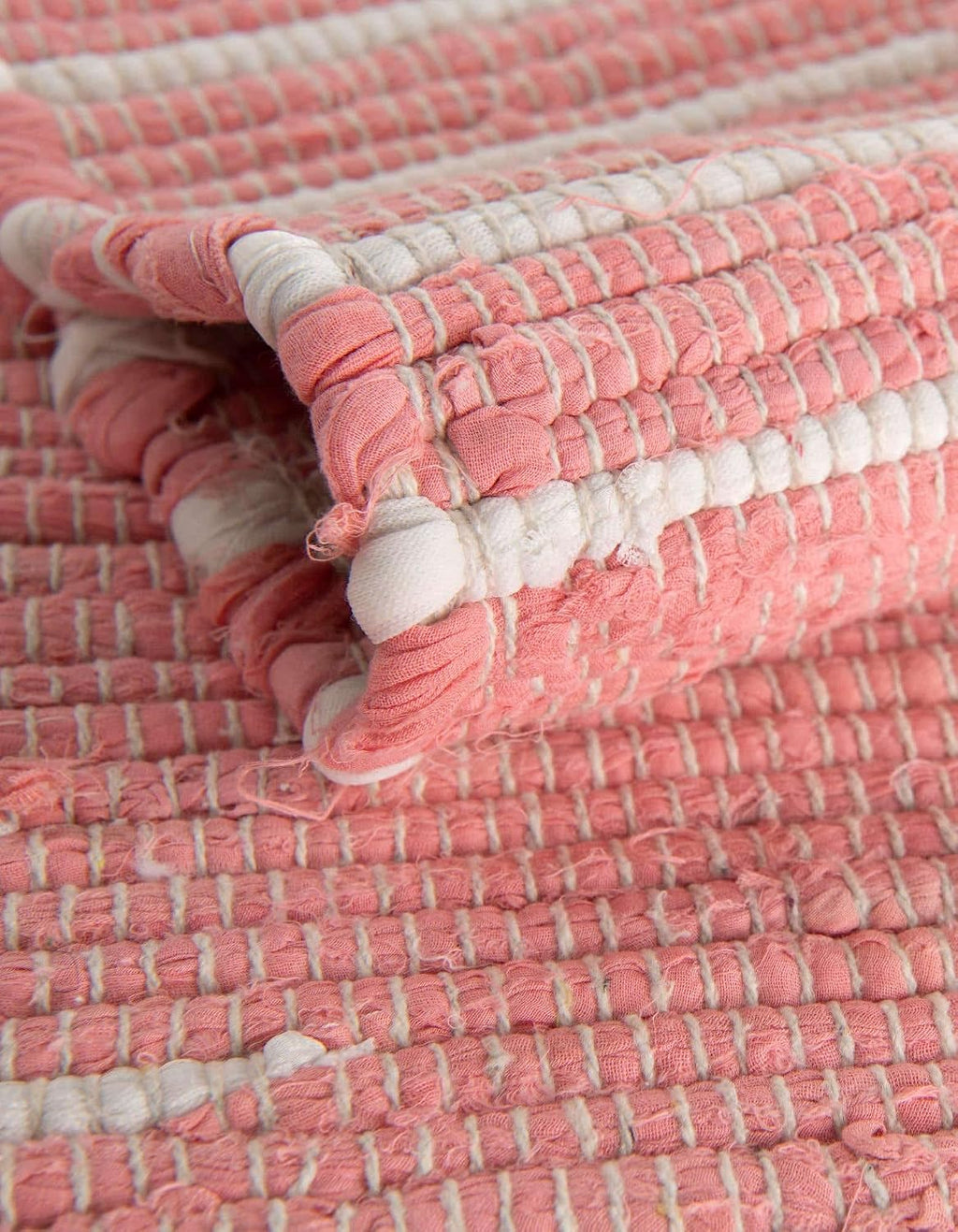 Unique Loom Chindi Cotton Collection Area Rug - Briah (2' x 3' 1" Rectangle, Rose/ Ivory)
