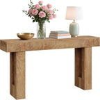 63" Farmhouse Console Table - Long Sofa Table Behind Couch, Wooden Entryway Table for Living Room, Hallway, Entrance, Rustic Rectangular Design, Natural Color
