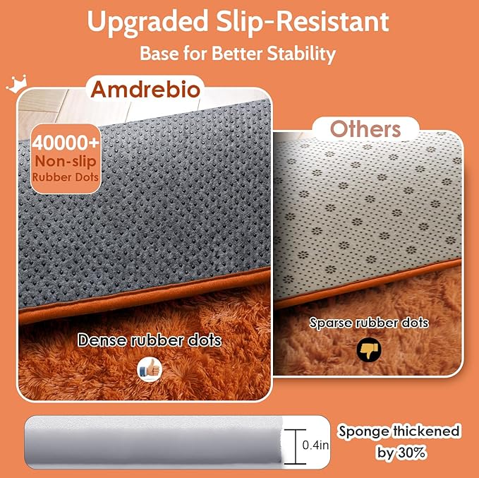 Amdrebio Burnt Orange Round Area Rug 5Ft - Image 6