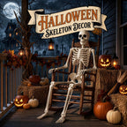 2 Pack 36" Halloween Skeleton, 3 ft Human Skeleton Full Body Posable Joints Plastic Skeleton for Halloween Decoration, Yard Patio Lawn Garden Skeleton Spooky Party Decoration Indoor Outdoor