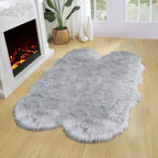Latepis Grey Sheepskin Rug 4x6 Area Rugs Bedside Fluffy Faux Fur Rug Shag - Image 2