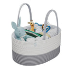 Diaper Caddy Organizer for Baby Nursery Basket with Handle Lid | Nursing bag with Changing Table Organizer Cart | Newborn Caddy | Grey Large size