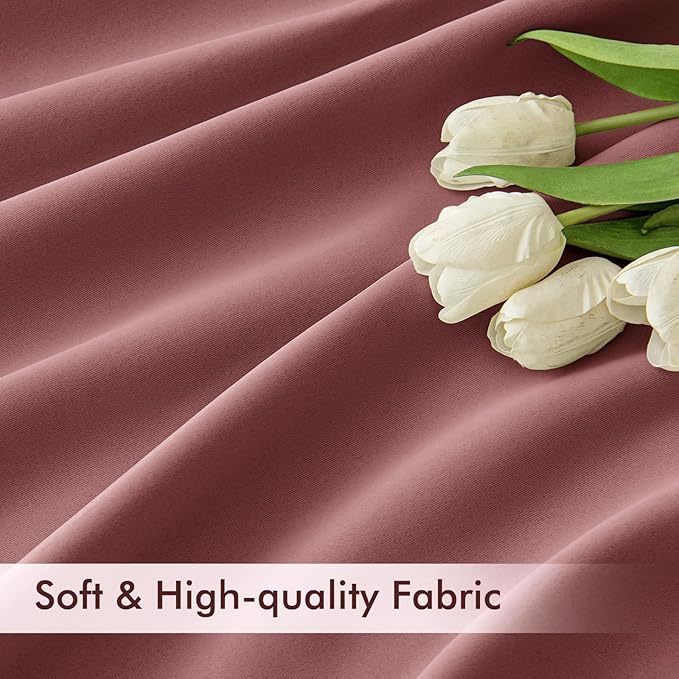 MIULEE Dusty Rose Back Tab Blackout Curtain 96 Inch Long 2 Panels Set - Image 6
