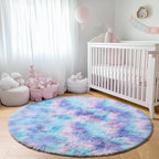ONASAR Rainbow Round Area Rug 4ft, Soft Bedroom Circle Throw Rugs - Image 8