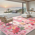 Pink Area Rugs 10x14 Living Room, Non Slip Machine Washable Floral Rugs by WelcometoBabovid