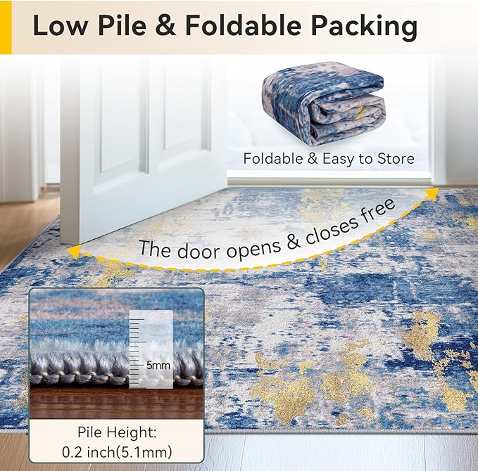 Washable Area Rugs 7x10 Non-Slip Modern Abstract Soft - Image 4
