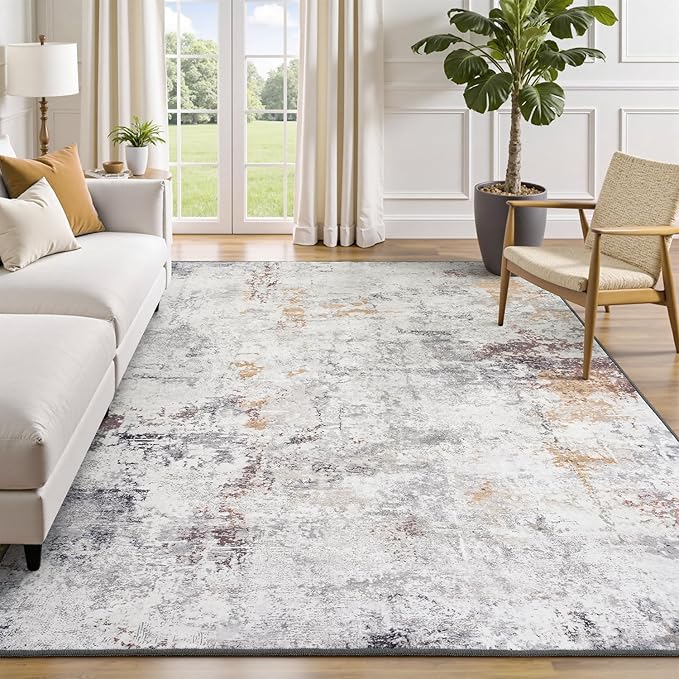 Rugflix 5x7 Area Rugs for Living Room, Washable Large Rug Stain-Resistant Low by RugflixAreaRugs