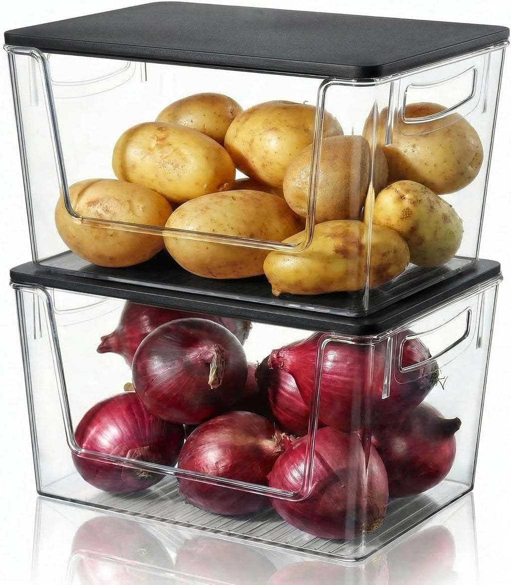 Pantry Organizers Storage, 2 Pack Large Clear Storage Bins