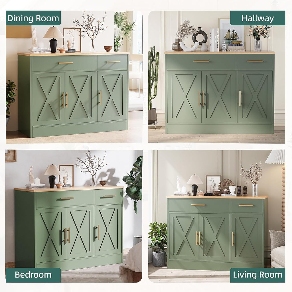 Shintenchi 42" Buffet Cabinet with Storage, Kitchen Barn Door Cabinet