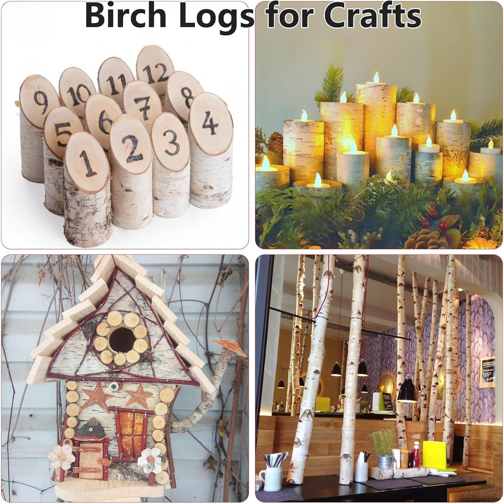 6 Pack Birch Logs Decorative Birch Branches Natural Birch Log for Decoration,Crafts,DIY, Fireplace Decor Firewood(Birch Logs:2.3"-3.2" Dia. x 16.5" Length)