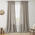 Nanspring Grey Beige Curtains 90 Inches Long by Nanspring