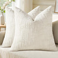 decorUhome Summer Cream White Chenille Throw Pillow Covers 20x20 Set of 2 by decorUhome
