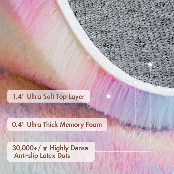 4x6 Ft Shag Kids Colorful Rugs for Bedroom, Ultra Soft Fluffy Furry Area Rugs - Image 8