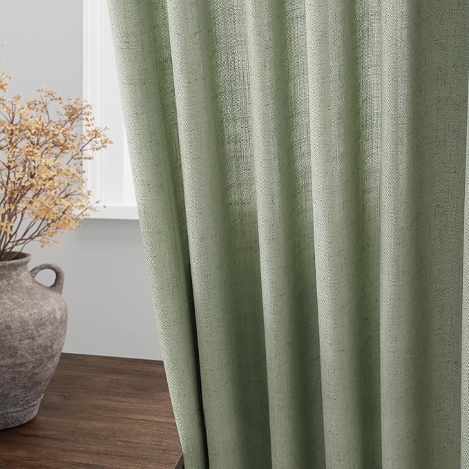 Light Sage Linen Curtains 108 Inches Long - Image 4