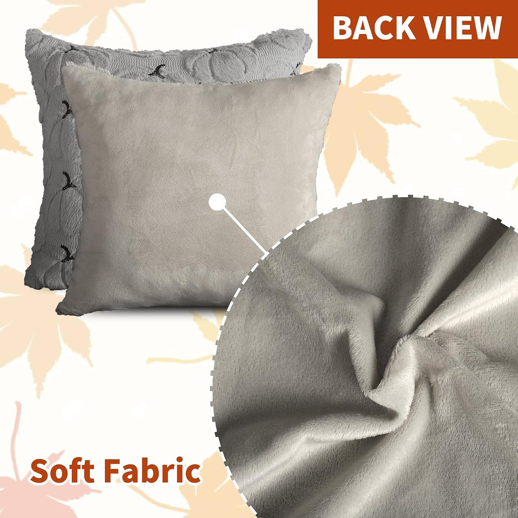 Fall Pillow Covers 18x18 Set of 2 Gray Pumpkin Decorations for Home