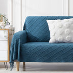 BOURINA Royal Blue Throw Blanket 50 x90 Inches Throw Textured Solid Soft Sofa - Image 2