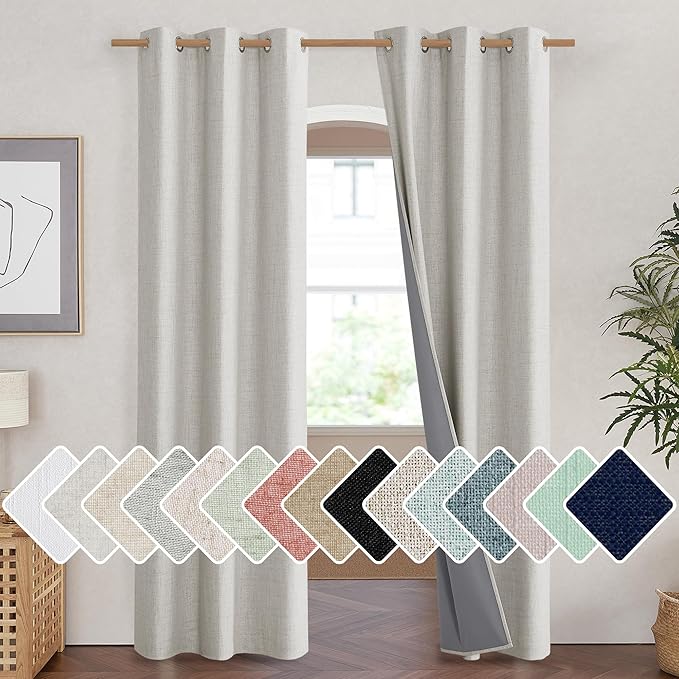 NICETOWN Snowbound Vintage Linen 100% Blackout Curtains by NICETOWN