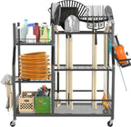 TORACK Garden Tool Organizer Stand with Wheels, Rakes Shovels Tools Stand