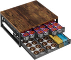 Coffee Pod Holder For Counter, 3 Pull-Out 72 K Cup Holder Drawer, Wooden Cafe Pods Storage Organizer with Sliding Drawers for Coffee Station, Home, Kitchen, Office, Dorm (Black)