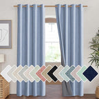 NICETOWN Stone Blue Vintage Linen 100% Blackout Curtains by NICETOWN