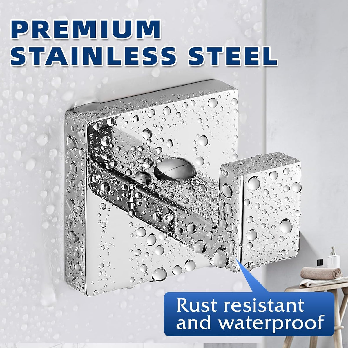 Towel Hooks for Bathrooms, Heavy Duty 33 Lbs Wall Mounted Stainless Steel Modern Hook, – Ideal for Hanging Towels, Robes, Coats, in Kitchen, Bedroom, Bathroom, or Hotel (2, Chrome Polished)