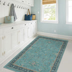 Hazo Haus Teal 3x6 Wide Non Slip Kitchen Rug - Image 3