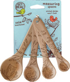 Talisman Designs Laser Etched Beechwood Measuring Spoons | Set of 4 | Honey Bee Design | Natural Wooden Measuring Spoons Set | Cute & Functional Kitchen Tools