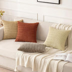 MIULEE Pack of 2 Dark Rust Corduroy Decorative Pillow Covers 16x16 Inch Soft - Image 2