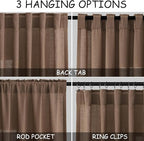 Caramel Brown Linen Curtains for Living Room 95 Inches Long Back Tab and Rod - Image 2