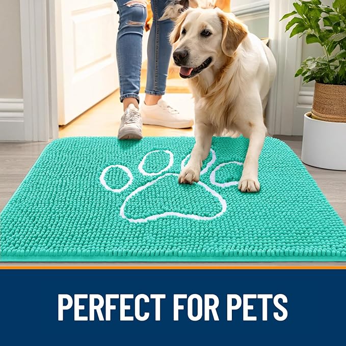 OLANLY Dog Door Mat for Muddy Paws 59x35, Paw Print Design, Absorbs Moisture - Image 6