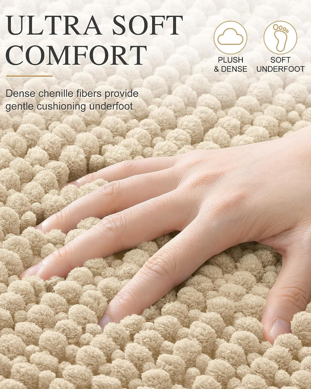Smiry Thick Bathroom Rugs 30x20, Extra Soft Absorbent Chenille Bath Mat