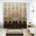 LQCOOL 4Pcs Shower Curtain Set,Green White Gold Floral Art Bathroom Decor