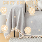 HANDONTIME Grey Sofa Cover for Couch Boho Couch Cover for 3 Seat Couches Dog - Image 2