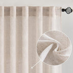 MIULEE Natural White Linen Curtains 72 Inch Length 2 Panels by MIULEE