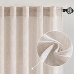 MIULEE Natural White Linen Curtains 102 Inch Length 2 Panels by MIULEE