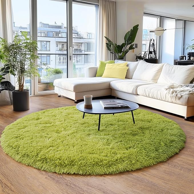 6‘x6’ Grass Green Round Rug for Bedroom, Ultra Soft Fluffy Circle Rug for Kids - Image 9