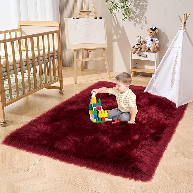 EasyJoy Ultra Soft Fluffy Shaggy Area Rug Faux Fur Rug Chair Cover Seat Pad - Image 3