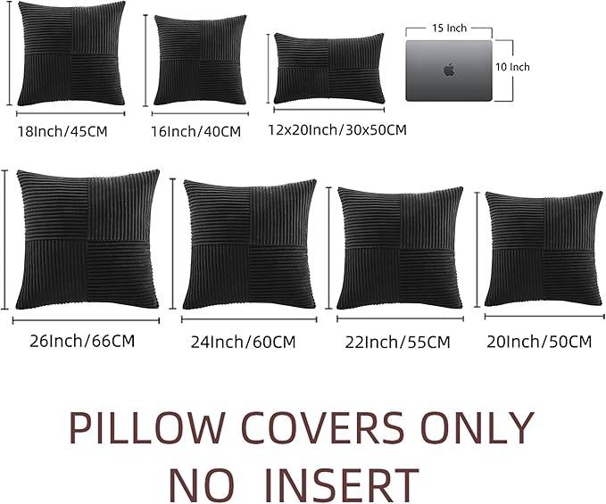 Fancy Homi 2 Packs Black Lumbar Decorative Throw Pillow Covers 12x20 Inch - Image 7