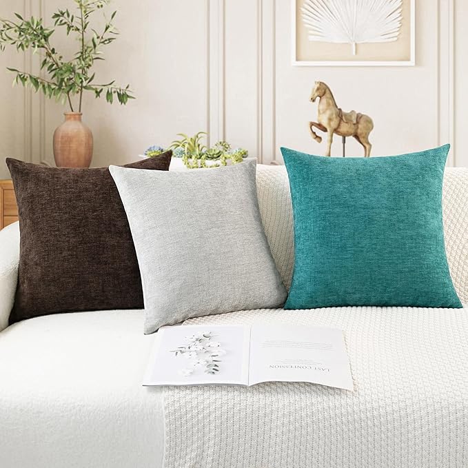 CaliTime Throw Pillow Covers Decorative 20 X 20 Inches Pack of 2 Cozy Chenille - Image 5