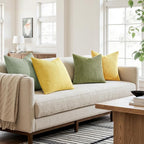 MIULEE Boho Farmhouse Yellow Green Throw Pillow Covers 18x18 Inch Set of 4 - Image 3