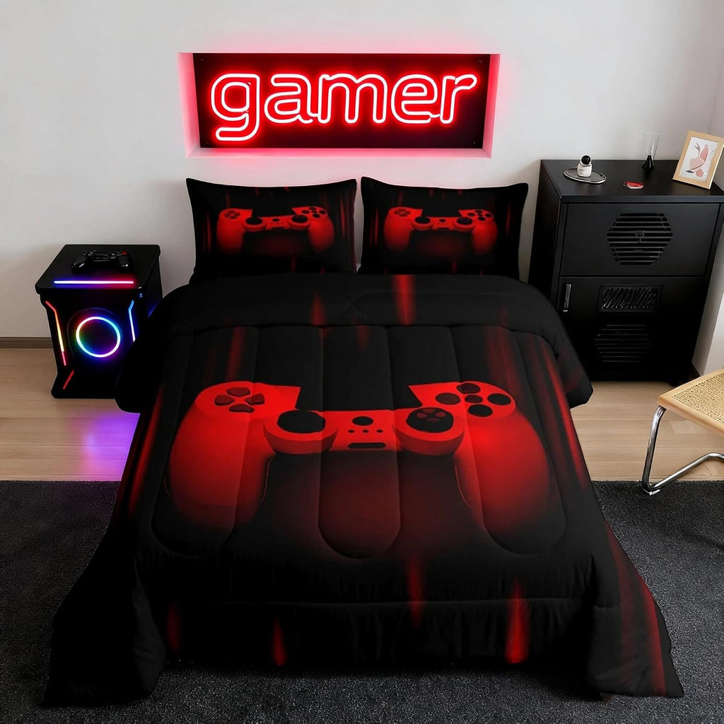 Feelyou Boys Construction Bedding Set Full Size Comforter for Kids Tractor Trucks Comforter Set Toddler Room Decor Car Bed Cartoon Excavator Quilted with 2 Pillow Cases