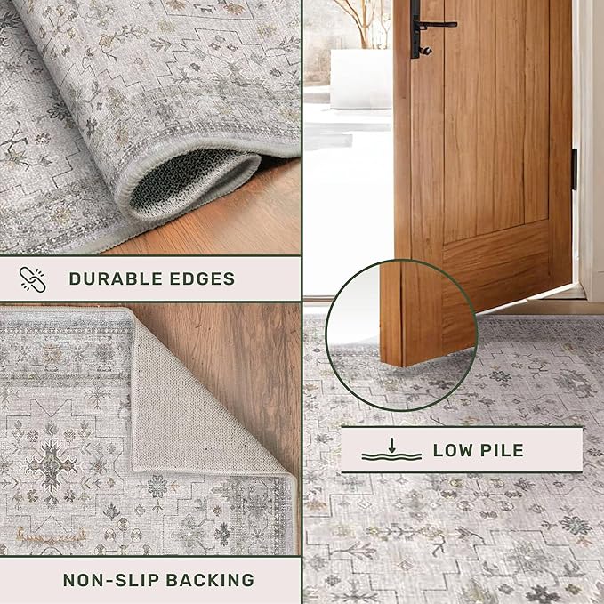 Hazo Haus Boho Light Grey Living Room Rug 7x9 - Image 5