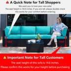 Shintenchi 5 Pieces Outdoor Patio Sectional Sofa Couch, Black PE Wicker Furniture Sets, Patio Conversation Sets with Washable Cushions Coffee Table for Garden, Poolside, Backyard,Blue